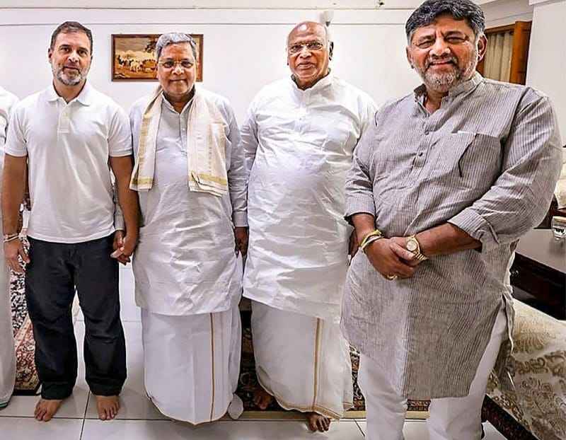 Rahul Gandhi D K Shivakumar Siddaramaiah Delhi Meeting