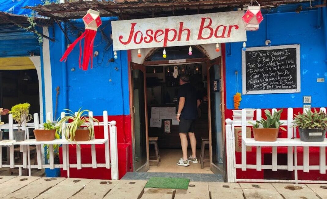 Joseph Bar Goa: A 1970s Goan Bar Preserving True Old-School Charm Joseph Bar Goa interior with wooden shutters and blue walls