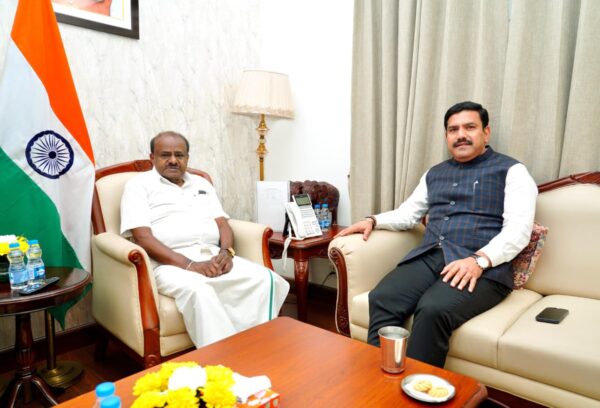 B.Y. Vijayendra H.D. Kumaraswamy meeting in New Delhi for NDA strategy discussion