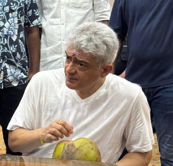 Ajith Kumar giving a media interview without security or entourage