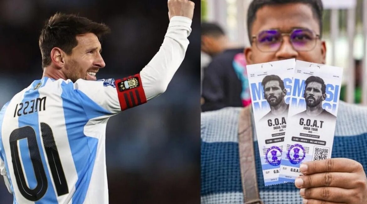 Messi interacting with young footballers at an academy in India