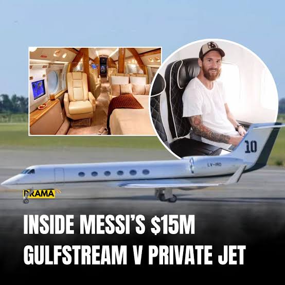 Lionel Messi Private Jet Gulfstream V: A $15 Million Symbol of Speed, Comfort & Privacy Messi boarding or stepping out of his Gulfstream V aircraft