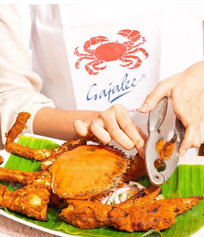 Fresh catch display at Gajalee seafood restaurant