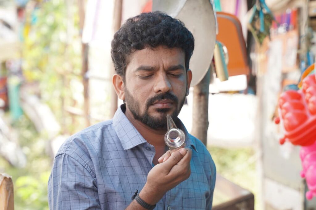 Shivaraj K.R. Pete Back in the Lead Role with Rural Entertainer Shivaraj K R Pete and co-star Nireeksha Rao in a scene