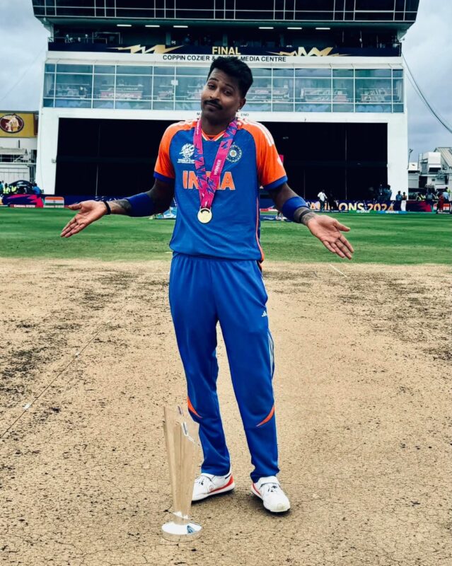 Hardik Pandya: India’s T20 Game-Changer Hardik Pandya batting aggressively in a T20 match for India.