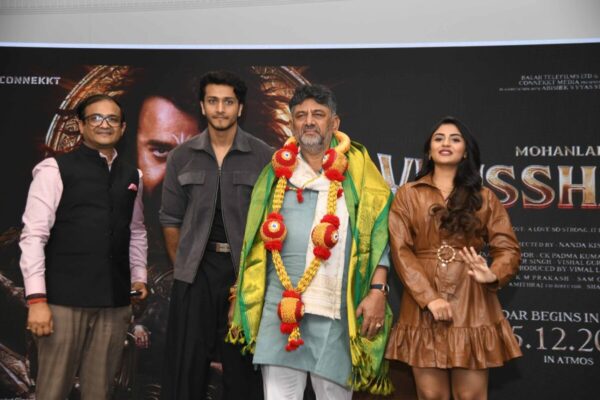 Composer Sam C.S. and sound designer Resul Pookutty working on the Vrusshabha score.