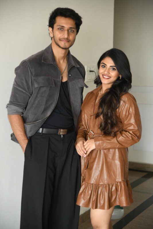 A wide-angle shot of the grand set built for a key fantasy sequence in Vrusshabha.