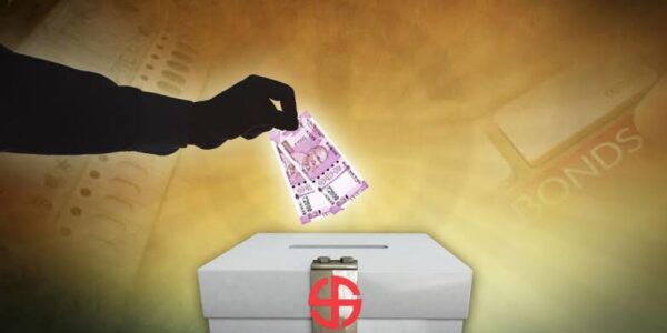 Election Commission document cover page highlighting the party financial disclosure data.