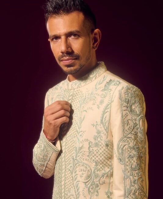 Collage of Yuzvendra Chahal's recent luxury fashion appearances and designer items.