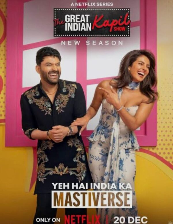 Priyanka Chopra Jonas on the set of The Great Indian Kapil Sharma Show.