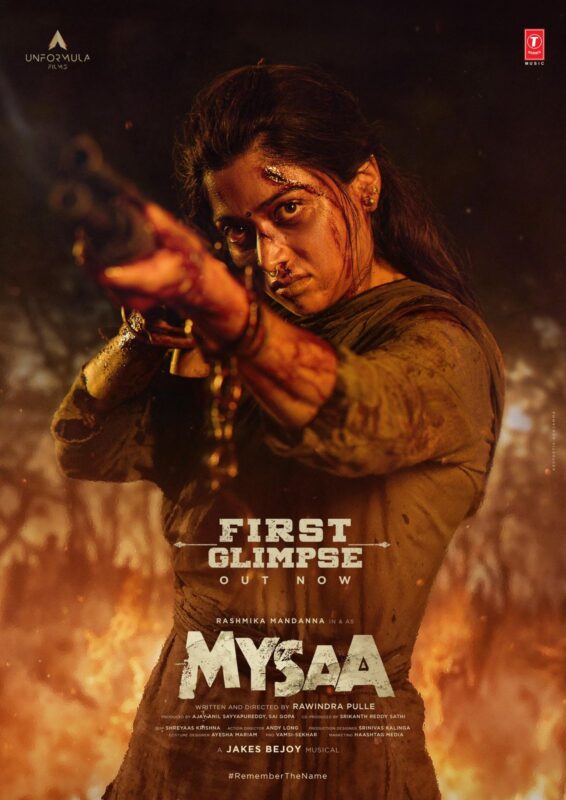 Rashmika in Raw Intense Avatar in Mysaa Behind-the-scenes shot of Rashmika Mandanna preparing for a stunt in Mysaa.