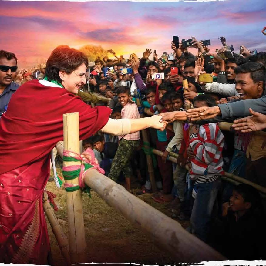 Priyanka Gandhi’s Growing Political Charisma Priyanka Gandhi addressing a public rally, showcasing her grassroots connect.