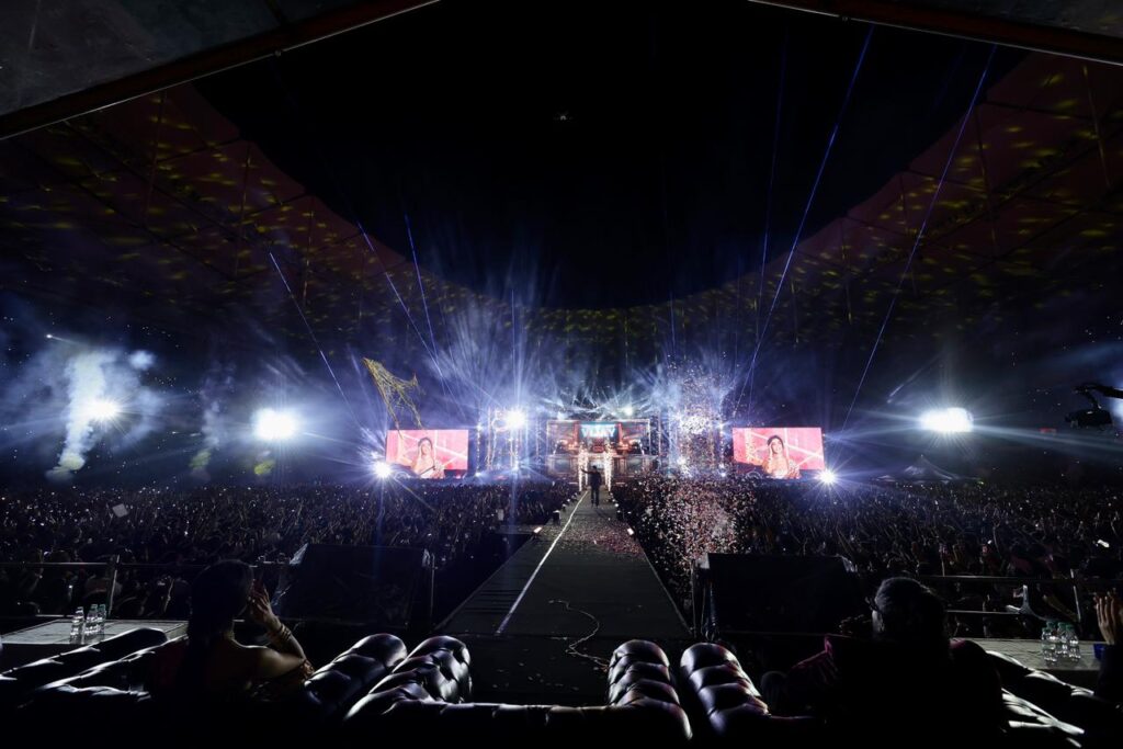 Jananayagan Audio Launch Malaysia Enters History Books with Record Crowd Directors Atlee, Lokesh Kanagaraj, and Nelson Dilipkumar on stage honoring Vijay.