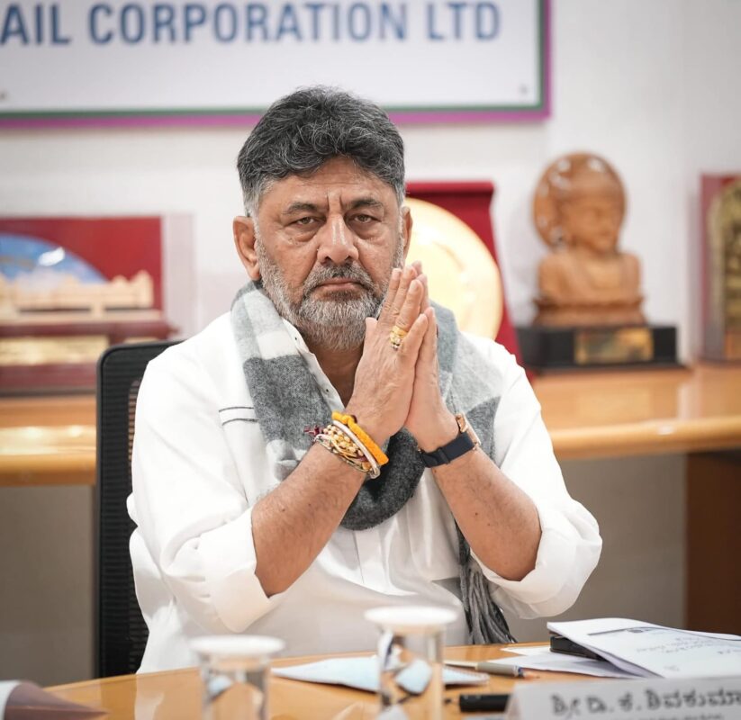 Siddaramaiah and D.K. Shivakumar in discussion ahead of the Karnataka Congress leadership meeting.