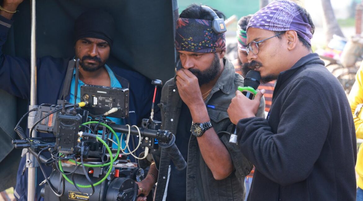 Raj B Shetty in a tense scene confronting his inner demon.