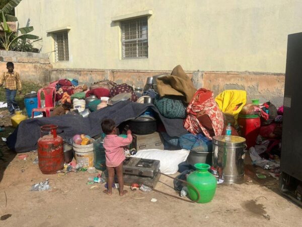 A screenshot of a Pakistani news channel headline on the Kogilu demolition.