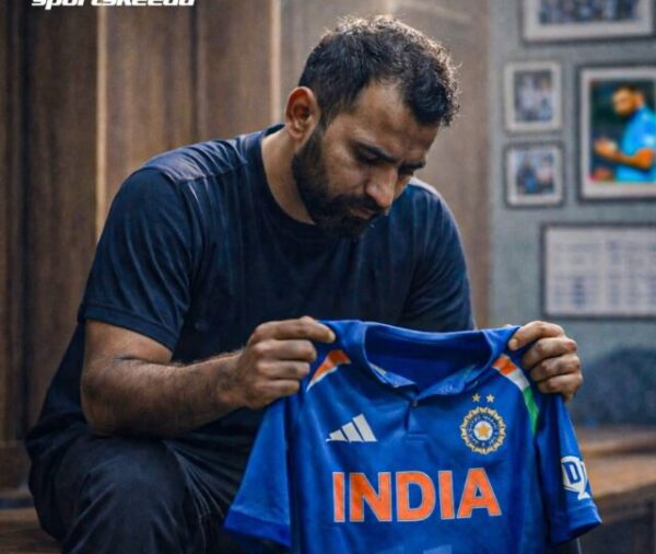Mohammed Shami T20 World Cup Snub Ignites Widespread Selection Controversy Mohammed Shami in action bowling during an international T20 match.