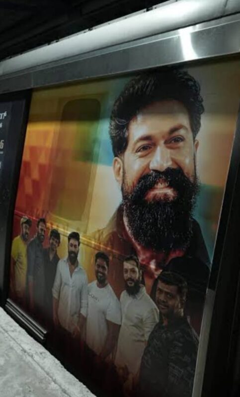 Yash Metro Train Birthday Billboard Rolls Through Bengaluru as Unique Tribute A close-up of the metro train wrap featuring Yash's image and birthday wishes.