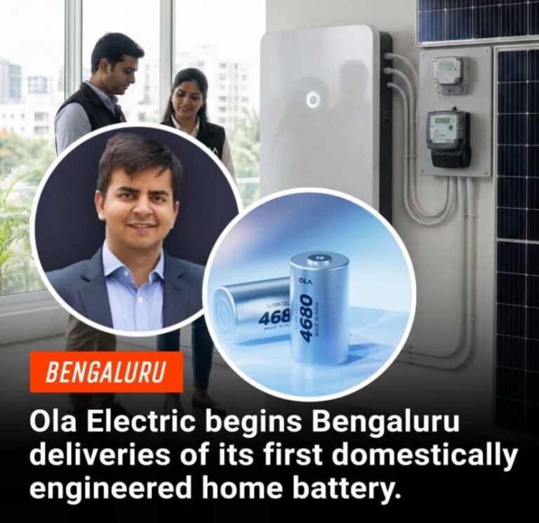 Ola Electric Rolls Out Indigenous Home Battery Storage Systems in Bengaluru